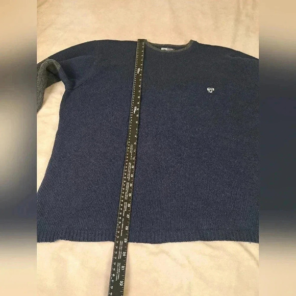 Free People Men's Wool Blend Blue/Gray Crewneck Sweater Size L Vintage - Picture 8 of 11